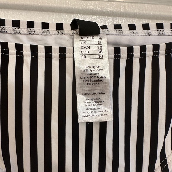 Nip Tuck Swimwear Black and White Stripe Bikini Set, Size 8 US - Picture 5 of 6